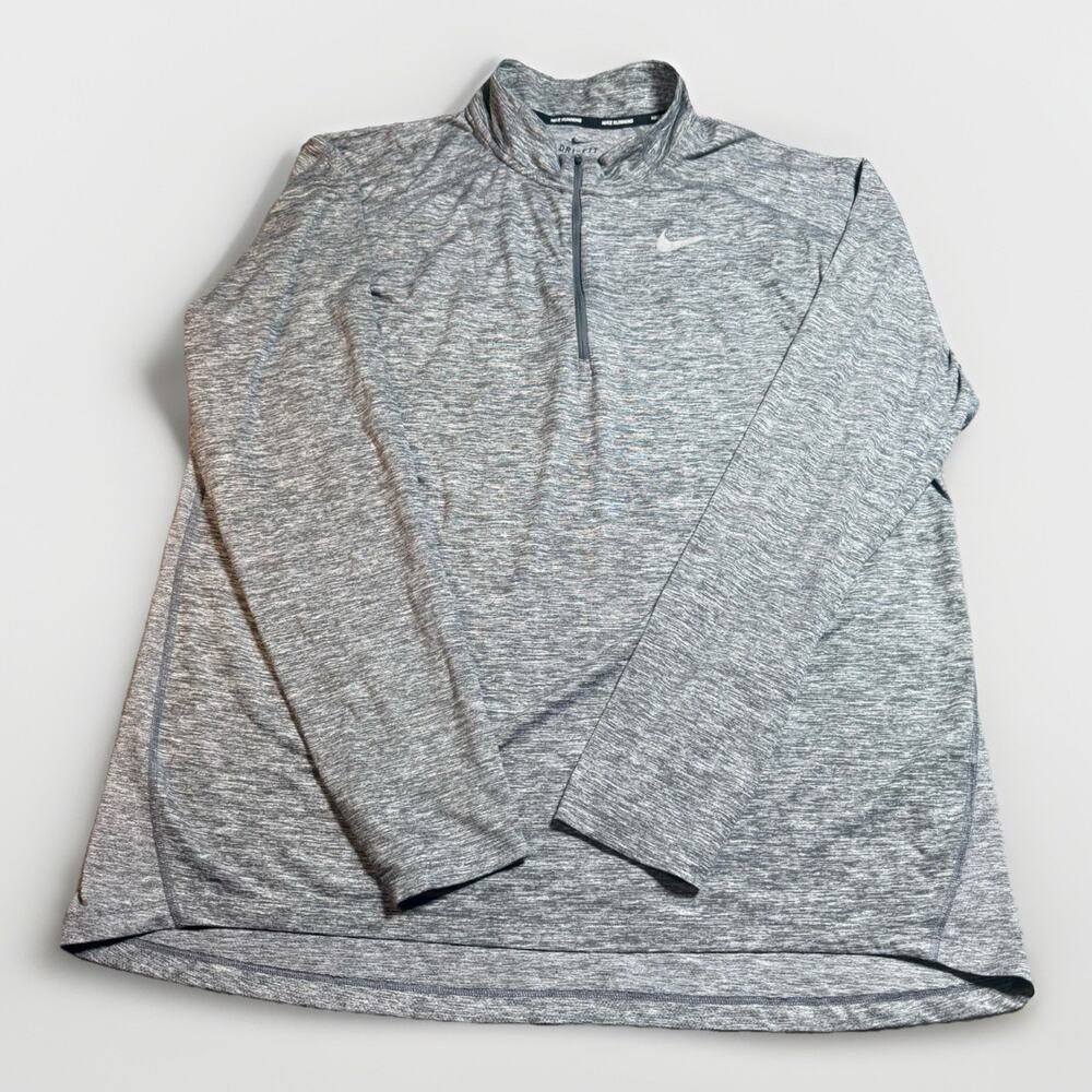 Nike‎ Running Element 1/4 Zip Pullover Men's XXL Gray Dri-FIT Thumbs Reflective